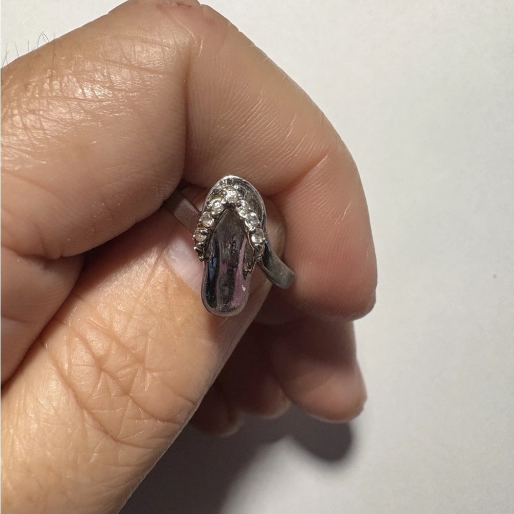 Sterling Silver .925 Flip Flop Sandal Ring – Unique Beach Style Sz 6 -approx - Picture 3 of 6